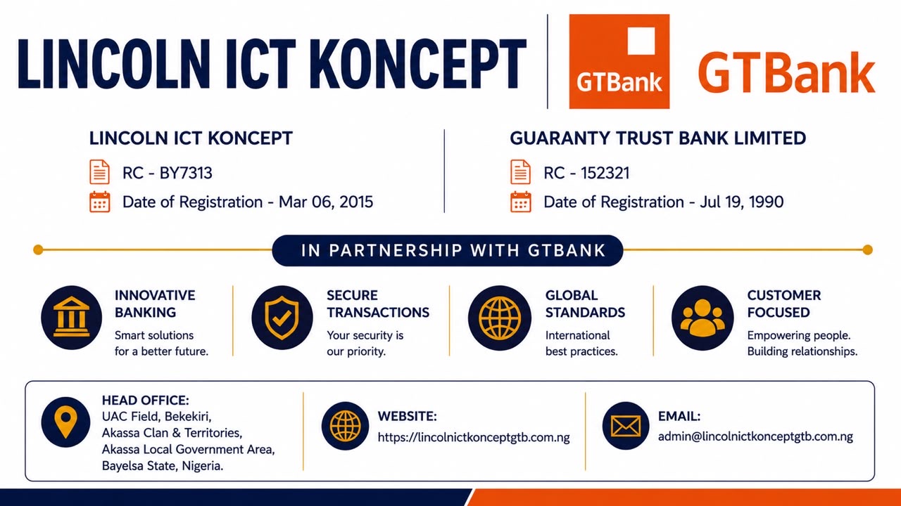 Lincoln ICT Koncept and GTBank institutional information